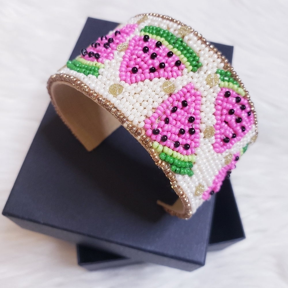 Beaded Watermelon Cuff Bracelet